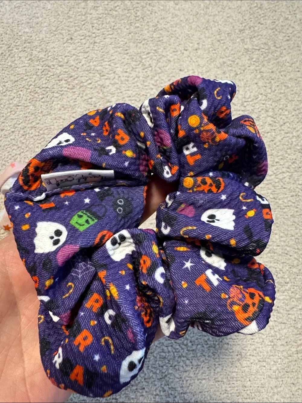 Kids Halloween Scrunchie Set - Pink & Purple xl puffy ghosts